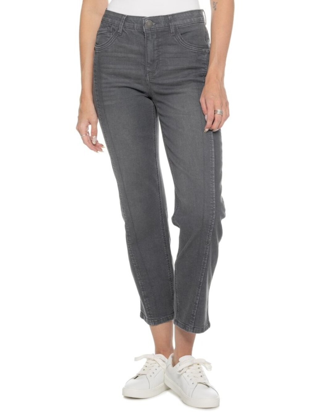 Democracy Grey AbSolution Seamed Straight Jeans - High Rise